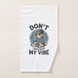 Funny Cool Dog Vibe Vintage Vector T-Shirt Design_ Hand Towel