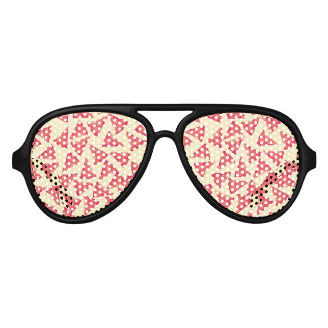 Funny Cool Funky Pizza Pattern Aviator Sunglasses (Front)