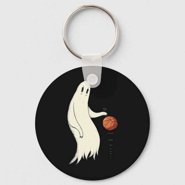 Funny Cool Ghost Dribbling Sketll - Halloween Sket Key Ring (Front)