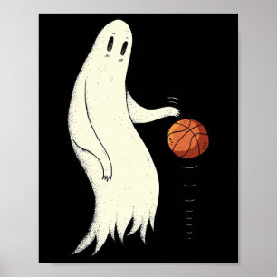 Funny Cool Ghost Dribbling Sketll - Halloween Sket Poster