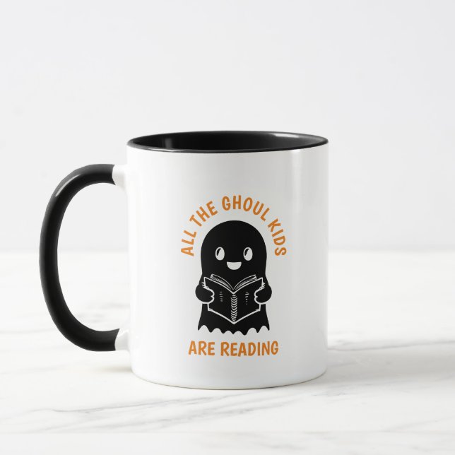 Funny Cool Ghost GHOUL Kids are Reading  Mug (Left)