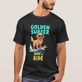 Funny Cool Golden Retriever Surfing Dog T-Shirt