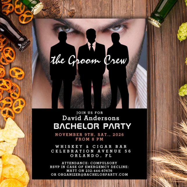 Funny, cool, modern Bachelor Party Foil Invitation (Modern Bachelor Party Invitation)
