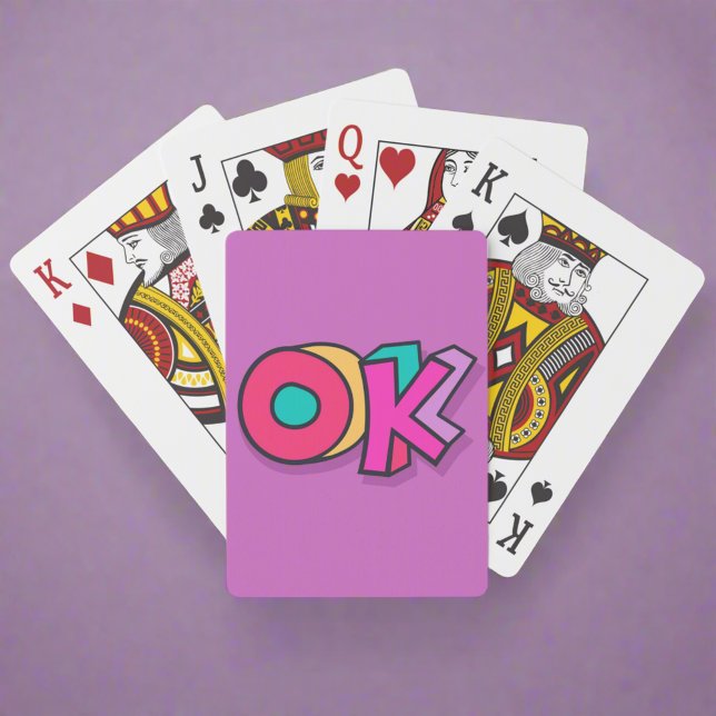 Funny Cool "OK" Bold Purple Colours Trendy Game Playing Cards (Creator Uploaded)