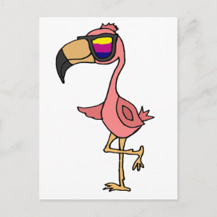 Funny Cool Pink Flamingo Bird with Sunglasses Postcard