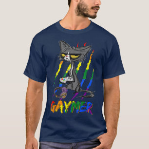 Funny Cool Purr Cat Gaymer LGBT Pride Month Video T-Shirt