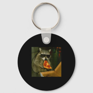 Funny Cool Racoon With Sungles Eating Zza Vintage Key Ring