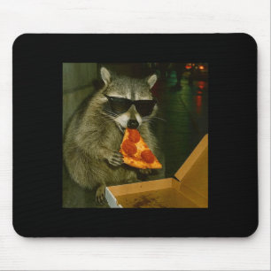 Funny Cool Racoon With Sungles Eating Zza Vintage Mouse Pad