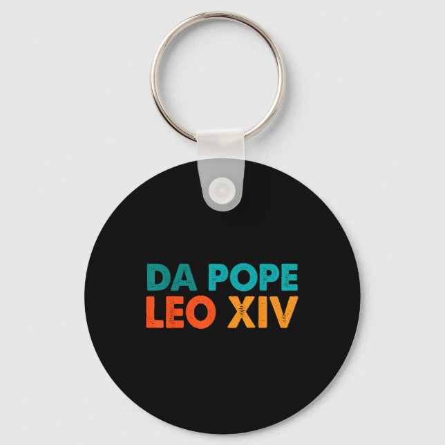 Funny Cool Retro Da Pope Tee New Pope Leo Xiv Men  Key Ring (Front)