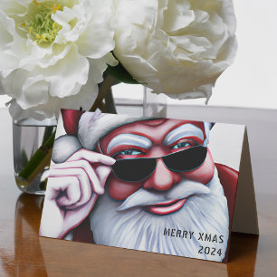 Funny Cool Santa Claus in Sunglasses Christmas Holiday Card