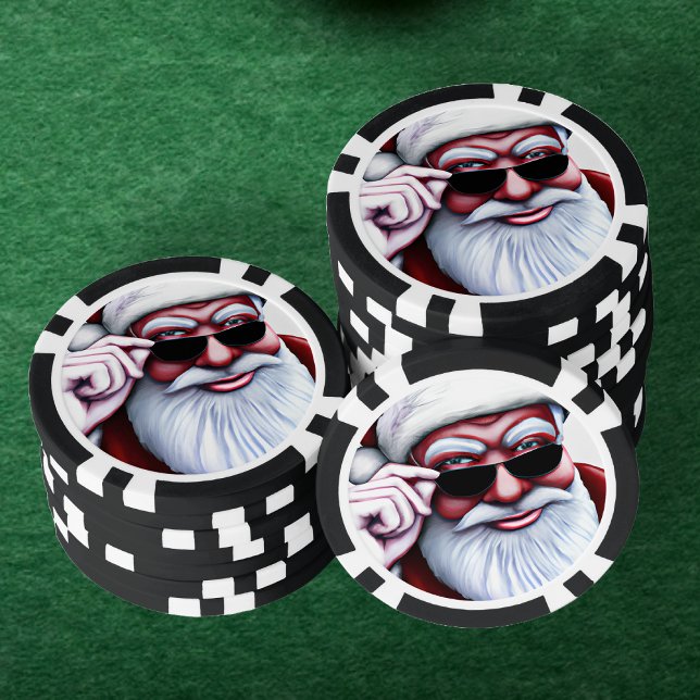 Funny Cool Santa Claus in Sunglasses Christmas Poker Chips (Funny Cool Santa Claus in Sunglasses Christmas Poker Chips)