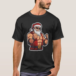 Funny Cool Santa Claus Weightlifting Bodybuilder C T-Shirt