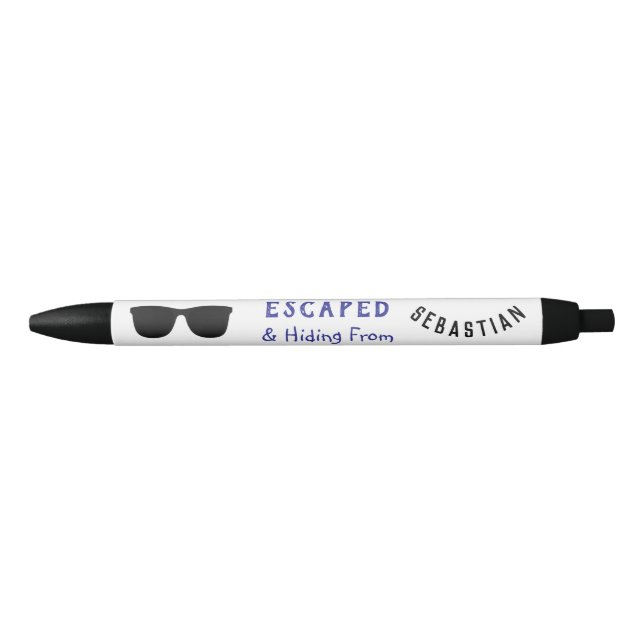 Funny Cool Shades Escaped & Hiding Personalised  Black Ink Pen (Front)