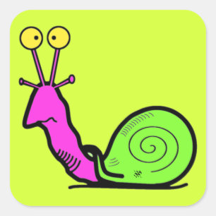 Funny Cool Snail Cartoon Square Sticker
