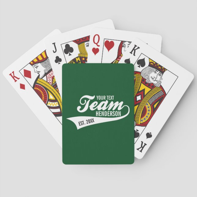Funny Cool Sports Team Logo Your Custom Team Name Playing Cards (Back)