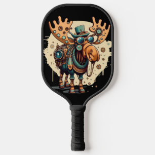 Funny Cool Steam Punk Moose Art Pickleball Paddle