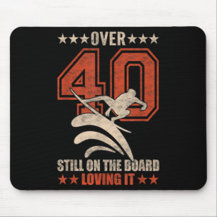 Funny Cool Surfer Dude Surfboard 40 Year Old Surfi Mouse Pad
