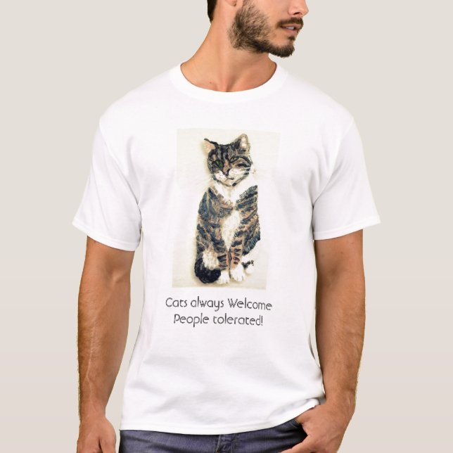 Funny Cool Tabby Cat T-Shirt (Front)