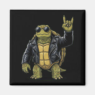 Funny Cool Turtle Rock On Music Gift Men Women Kid Magnet