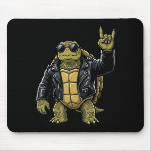 Funny Cool Turtle Rock On Music Gift Men Women Kid Mouse Pad