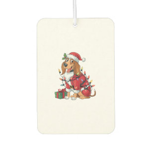 Funny Coonhound Xmas Lighting Santa Coonhound Dog Car Air Freshener