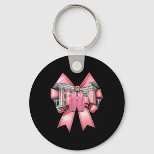 Funny Coquette Bow Trump Pink Heart Valentine  Key Ring