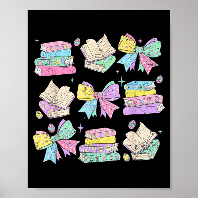 Funny coquette bunny bow rabbit teacher books poster (Front)