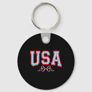Funny Coquette Usa Cute Bow American 4th Of July P Key Ring