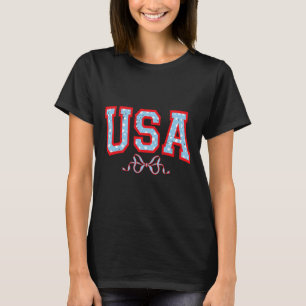 Funny Coquette Usa Cute Bow American 4th Of July P T-Shirt