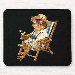 Funny coqui frog meme puerto rico flag glasses mouse pad