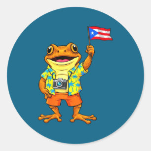 Funny coqui frog puerto rico flag boricua puerto classic round sticker