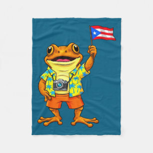 Funny coqui frog puerto rico flag boricua puerto fleece blanket