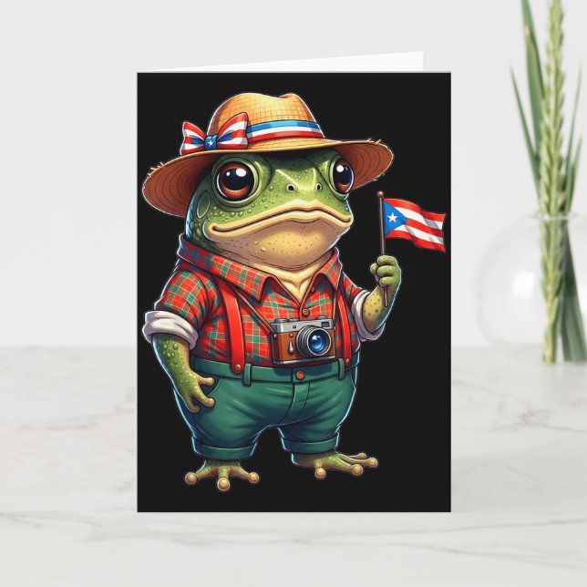 Funny Coqui Frog Puerto Rico Flag Taino Boricua Hi Card (Front)