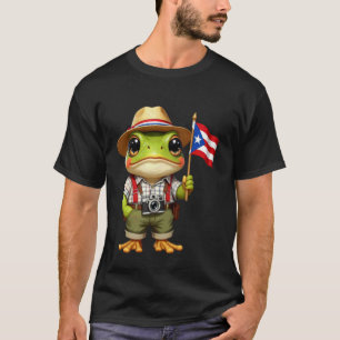Funny Coqui Frog Puerto Rico Flag Taino Boricua Hi T-Shirt