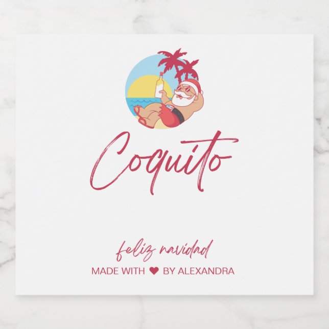 Funny Coquito Santa Food and Beverage Label Set (Single Label)