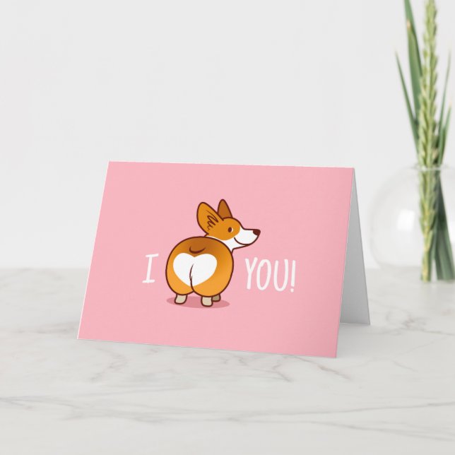 Funny Corgi Butt Valentine's Day Card (Front)