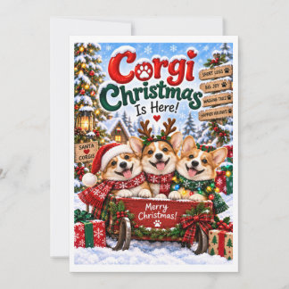 Funny Corgi Christmas Is Here Holiday Card