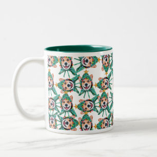 Funny Corgi Christmas Pattern Two-Tone Coffee Mug