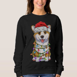 Funny Corgi Christmas Tree Lights Gift Santa Hat D Sweatshirt
