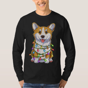 Funny Corgi Christmas Tree Lights Xmas Gift Dog Lo T-Shirt