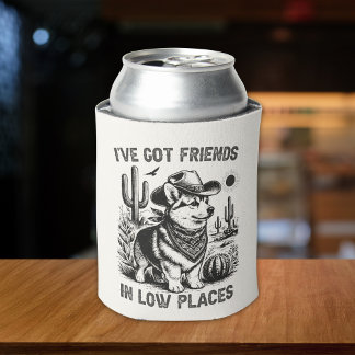 Funny Corgi Cowboy Can Cooler