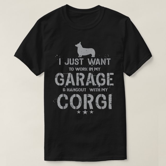 Funny Corgi Dad Garage Men Hang  T-Shirt (Design Front)