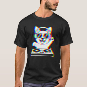 Funny Corgi DJ Glitch Rave EDM Music Party T-Shirt