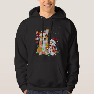 Funny Corgi Dog Christmas Tee Snowman Xmas Lights