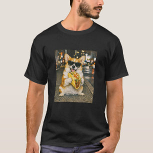 Funny Corgi Dog Eating Taco Meme Retro T-Shirt