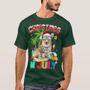 Funny Corgi Dog in Santa Hat Sunglasses Christmas T-Shirt