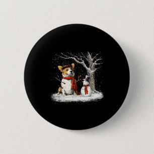 Funny Corgi Dog In The Snow Tree Christmas Winter  6 Cm Round Badge
