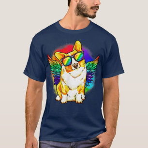 Funny Corgi Dog LGBT Rainbow Pride LGBTQ  T-Shirt