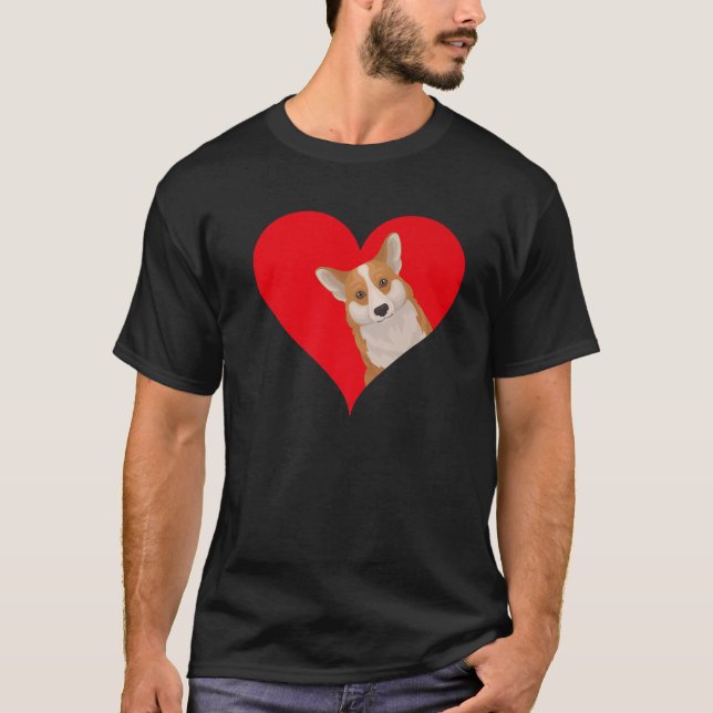 Funny Corgi Dog Lover Heart Shape Corgi Valentines T-Shirt (Front)
