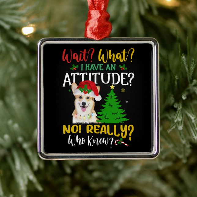 Funny Corgi Dog Metal Ornament (Tree)